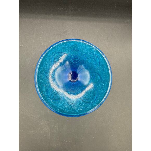 Vintage Blue Ornate Depression Glass Goblet - Picture 6 of 8